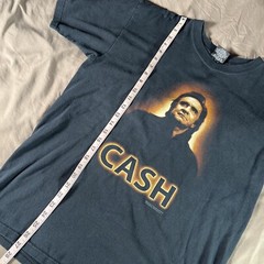 Johnny Cash Vintage Shirt Man In Black Double Sided Band Tee sz Large Signature