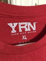 YRN Yung Rich Nation YR Logo Size Extra Large XL T-shirt Red W/Gold Foil Black