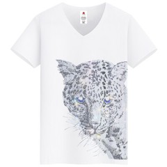 Men Fashion Diamonds T-Shirt Leopard Print Rhinestones Hot Drill Short Sleeve