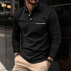Mens Casual Shirts Grandad Long Sleeve Smart Work Business Golf Solid Tops