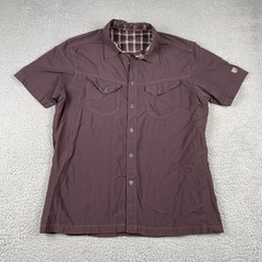 Kuhl Outdoors Button Up Pocket Adventure Shirt Micro Plaid Nylon Medium Maroon