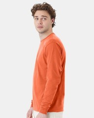 Hanes Mens Long Sleeve Tee Solid Midweight T-Shirt Smoke Texas Orange S Size