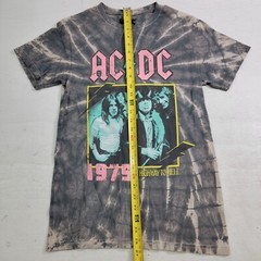 ACDC AC/DC Highway To Hell T Shirt Adult S Tie Dye Metal Rock Black Bleach Wash