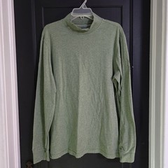 Lands’ End Men’s L/T Green Solid Mock Neck Long Sleeve Knit Stretch T-Shirt
