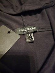 $62…True Religion “Buddha” size XL Lightweight Hooded Tank Black.