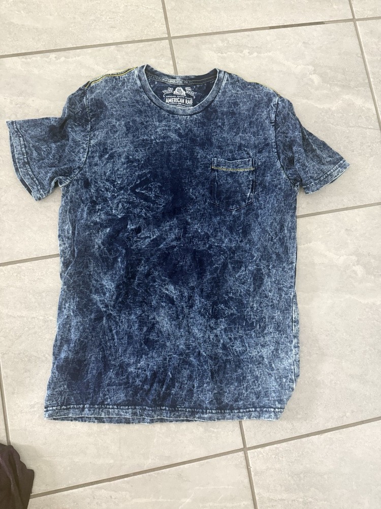 American Rag Cie Men’s M Blue Acid Wash Pocket Crew Neck Cotton Jersey T-Shirt