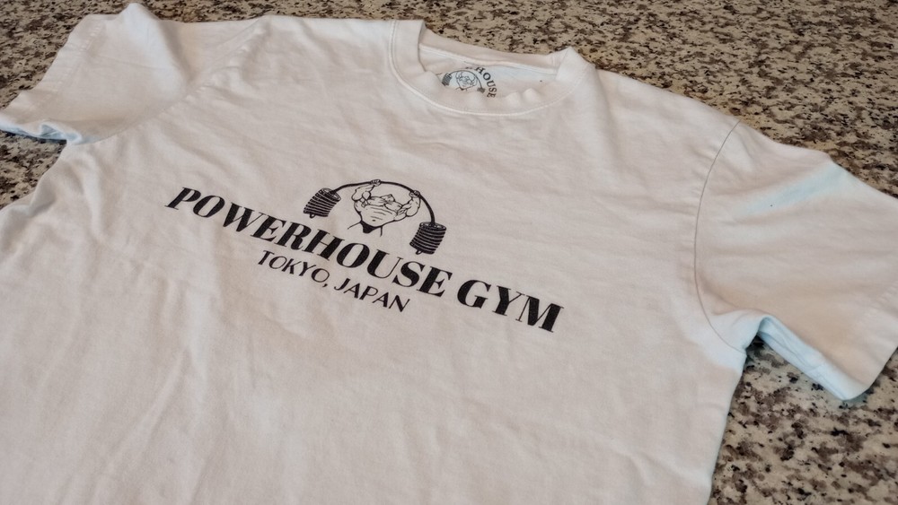 Vintage Powerhouse Gym Tokyo Japan Lamborghini Weight Lifting Tee Shirt White