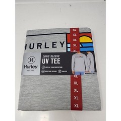 Hurley Mens Long Sleeve UV Tee Shirt Grey Poly Blend Athletic Workout Size XL