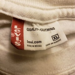 Levis Sleveless TShirt Mens XL White Logo Spell Out Casual