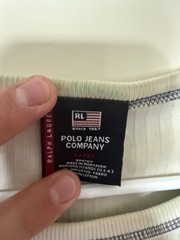 Polo Jeans Company Men’s White Cotton Knit Ribbed Logo Crew Neck Tee Size L