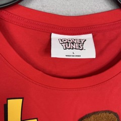 Looney Tunes Shirt Mens Large Red Taz Tasmanian Devil Chenille Applique Graphic
