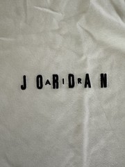 Jordan Shirt Mens LG White Black Embroidered Jumpman Logo Nike Air Tee NWT