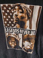 Vintage Original Flavor Legends Never Die Biggie Easy E Tupac Black T-Shirt 2xl