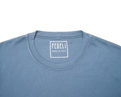 Fedeli $207 Muted Blue Extreme Giza Organic Cotton Short Sleeve T-Shirt 50 IT M