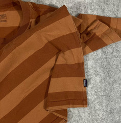 Patagonia Organic Cotton Mid-Weight Pocket Tee Shirt Brown Stripe Mens L Skate