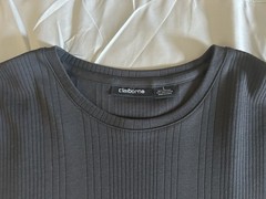 Claiborne Men’s Ribbed Short Sleeve Crew Neck Pull-Over Shirt ~ Gray ~ Large