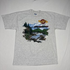 Vintage Steam Train Engine Shirt Men’s L Gray Georgetown Colorado Fall River 90s