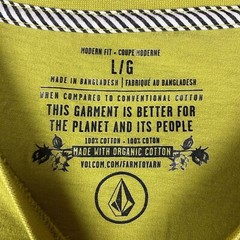 Volcom T-Shirt Large Modern Fit Men’s Short Sleeve Lime Green 100% Cotton
