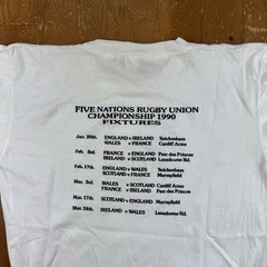 Vintage Five Nations Rugby Union Championship 1990 Single Stitch T Shirt Large