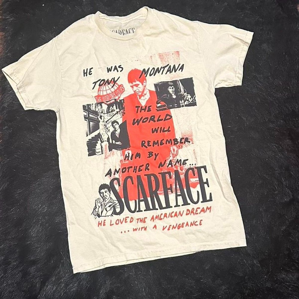 Vtg 90s Scarface Movie Rare design Short Sleeve White T shirt Unisex NH23119