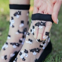 10 Pairs Women’s Spring Summer Floral Transparent Thin Short Silk Socks