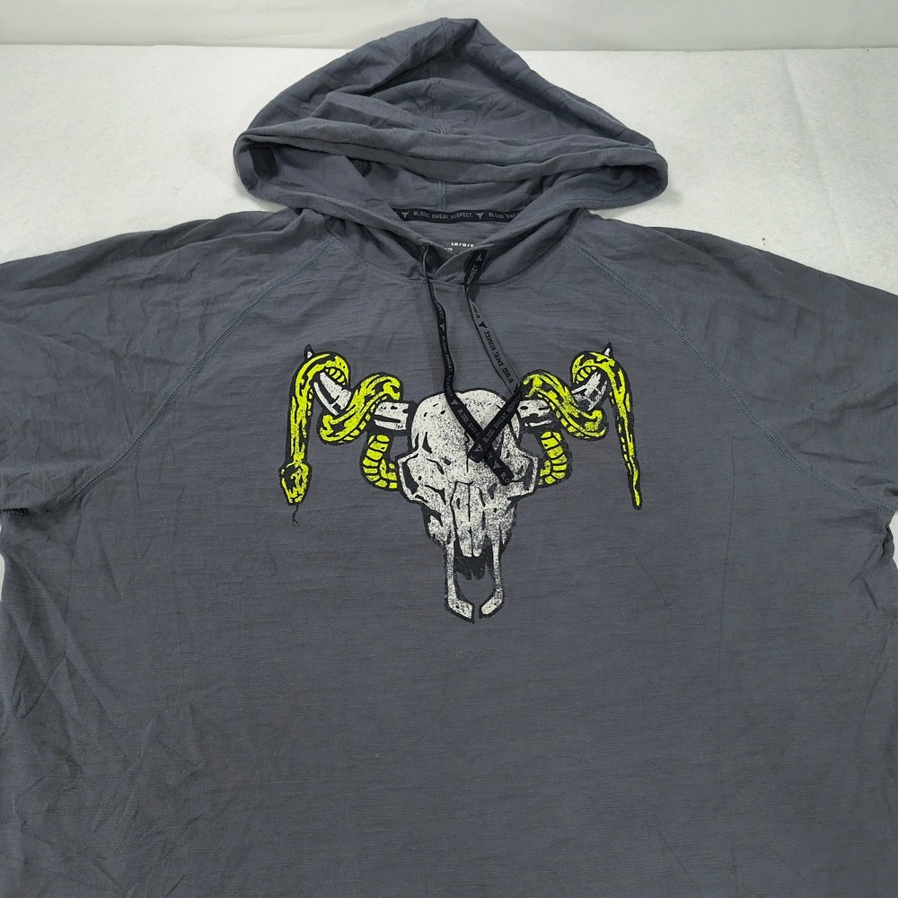 Under Armour Drawstring Hooded Short Sleeve Graphic Shirt Mens Size L Gray