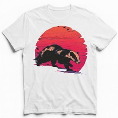 Badger Sunset Retro Wildlife Animal Nature Vintage Grunge t-shirt Outdoor Tee