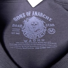 Sons Of Anarchy T-shirt Medium Gray Velvet Flocked Reaper Big Logo Spellout Y2k