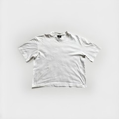 H&M Men’s Loose Fit Cropped White Solid Crew Neck Short Sleeve T-Shirt Size M