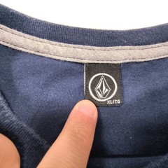 Volcom Pocketed Crew Neck Short Sleeve Graphic T Shirt Mens Size XL Navy