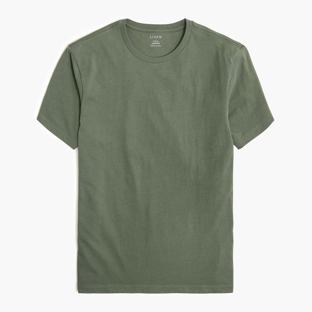 New JCREW Size Mens L Cotton Washed Jersey Tee Shirt in Fatigue Green $35 53362