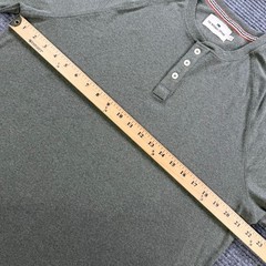 The Normal Brand Mens Large Olive Green Long Sleeve Raglan Henley Shirt Casual