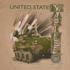 United States Marines T-Shirt Mens Medium Brown Tan Dept. Of The Navy Freedom