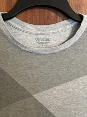 Vince Men T Shirt Geometric Gray Short Sleeve Lightweight Crewneck Large L