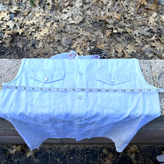 Patroncito Shirt Small White Sleeveless Textured Brocade Fabric Snap Button Dow
