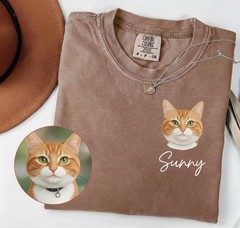 Custom Pet Portrait Comfort Tee Personalized Dog Cat Lover