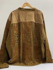 Other Brands: SAXONY Mixed-Material Knit 4XB Leather and Acrylic Brown All-Over