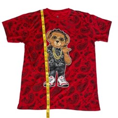 Men’s Large Shirt Short Sleeve Red Bandana Streetwear Urban Tee Y3K Casual Trend