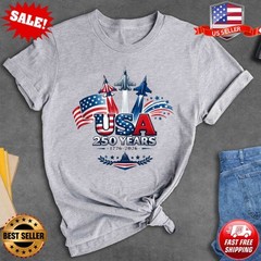 Fighter Jets USA 250 Years Shirt Fourth of July T-Shirt S-5XL