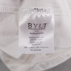 BYLT Shirt Mens Small White Drop Cut Lux Performance Athleisure Gym Commute