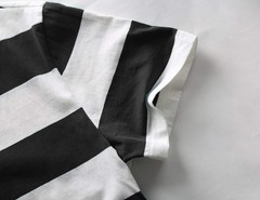 Zecmos Striped T Shirt for Men Crew Neck Slim Fit Wide Stripe Tee Cotton Top