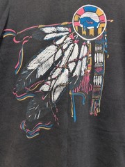 Indian Motif Mens T Shirt Size M Black Short Sleeve Faded