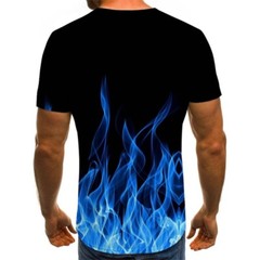 Men Short Sleeve O-Neck T-Shirt Flame 3D Graphic Print Funny Slim Top Streetwear