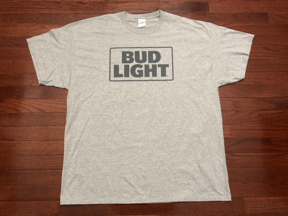 BUD LIGHT T SHIRT MENS 2XL XXL GRAY BEER BREW BUDWEISER BAR BARTENDER v