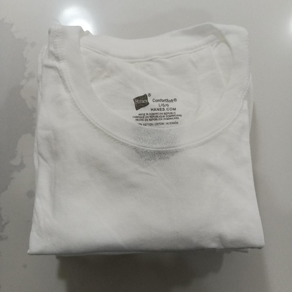 5PK Hanes Large White Crew Neck T-Shirts