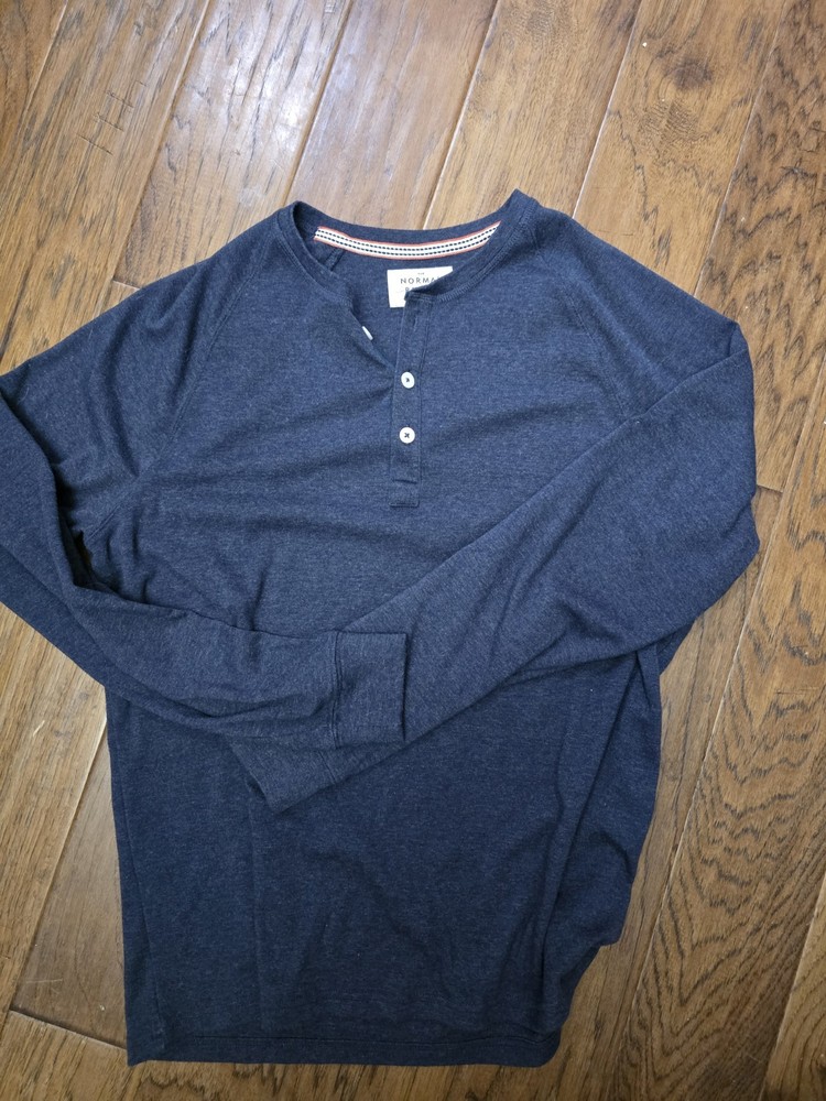 The Normal Brand Navy Blue Longsleeve Henley Mens Sz Large