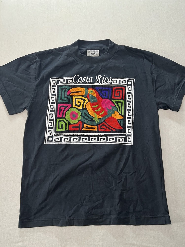 Costa Rica Indios T-Shirt Medium Handmade Kuna Yala Indians Handstitched 90s Y2k