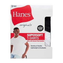 Hanes Men’s Stretch Crewneck Super Soft T-Shirts Moisture-Wicking, 3-Pack: M-2XL