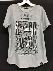 DAVID & GERENZO Sz XL Ripped & Torn Gray Foil Short Sleeve Mens T Shirt Tee