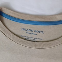 Tommy Bahama Island Soft Shirt Men L Tan Brown Long Sleeve Tee Pima Modal Casual